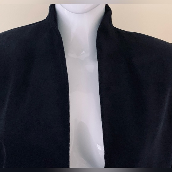 Black thick cotton velvet blazer single button tuxedo shawl collar high neck 12 - Picture 10 of 16